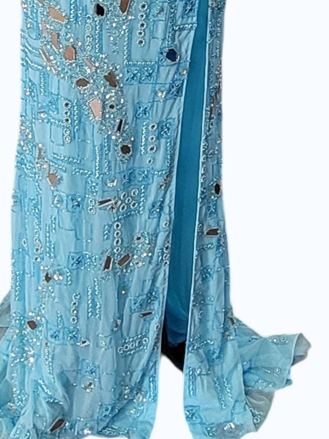 Women's Long Fitted Evening Prom Beaded Dress