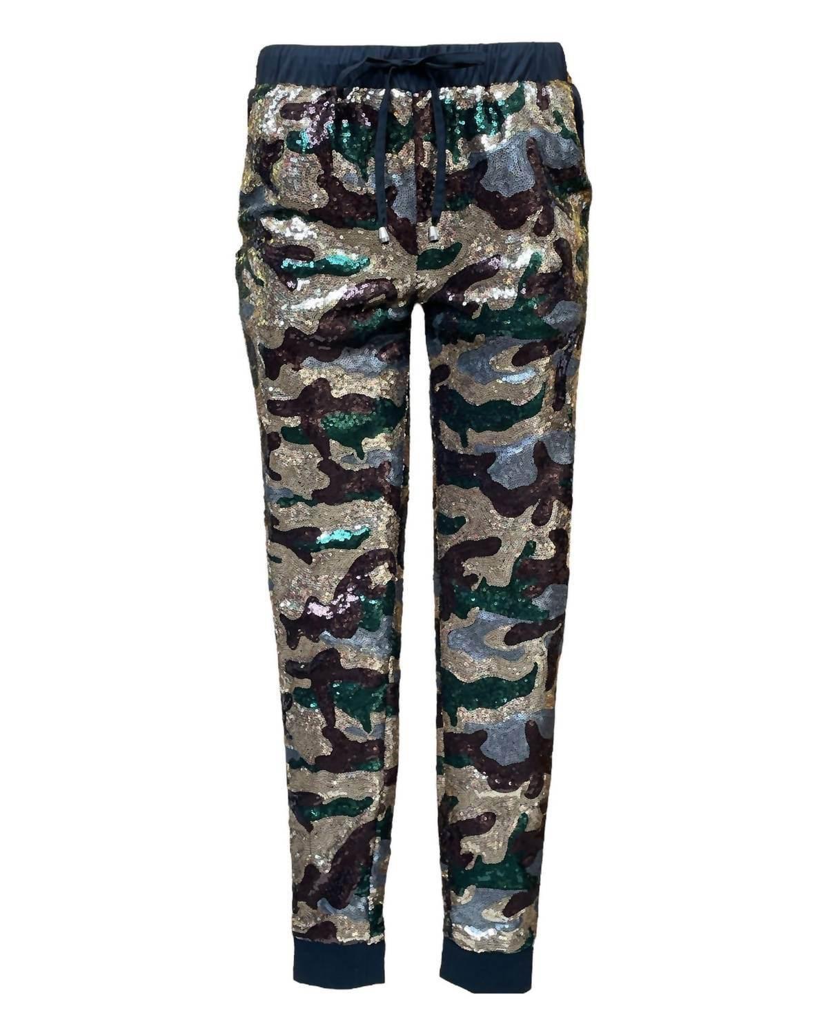 Any Old Iron - Women's Camo Sequin Jogger Pants - Rack Hunt