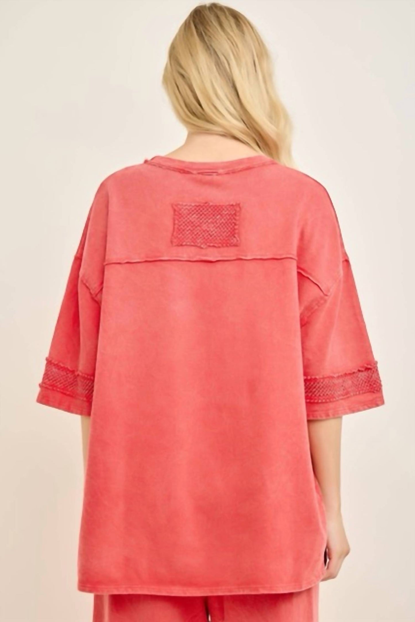 Mineral Washed Mesh Star Patched Top