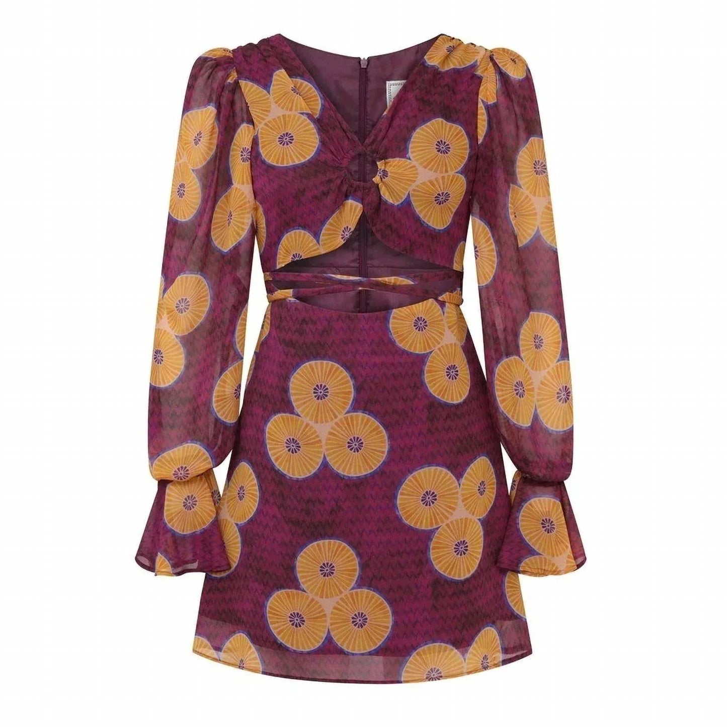 Autumn Adeigbo - Amelie Printed Cut-out Mini A-line Dress - Rack Hunt