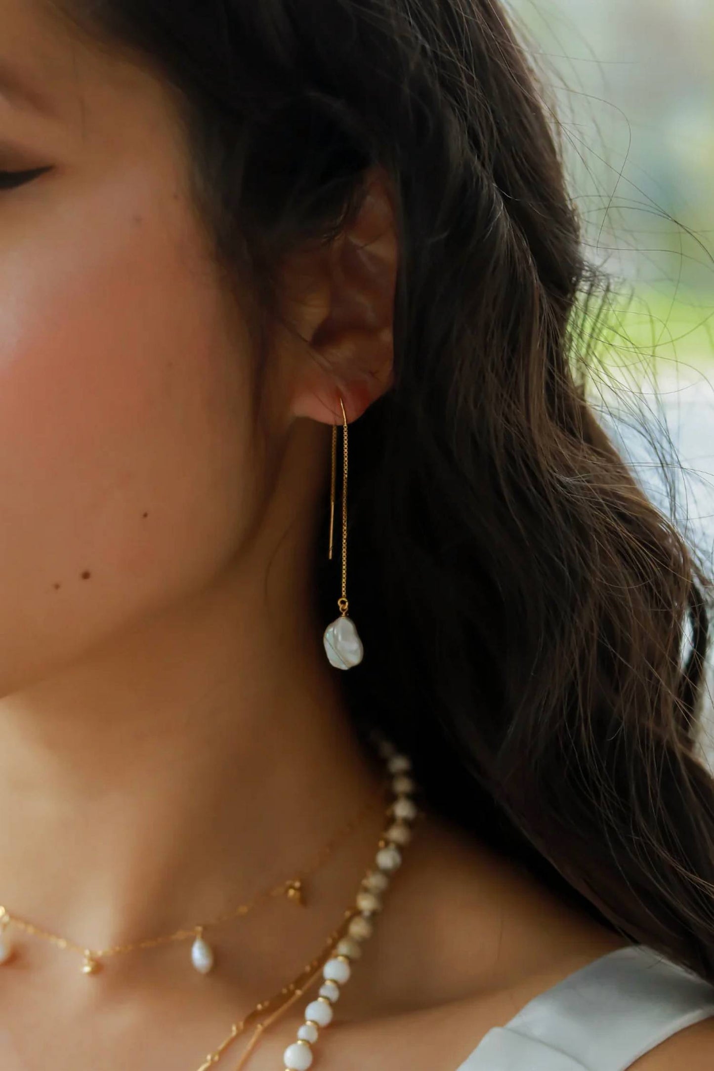 Threader Pearl Earrings
