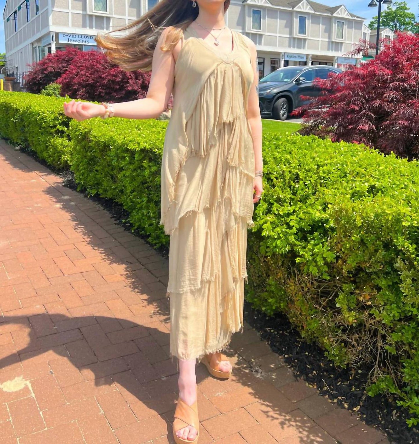Deep V Sequin Neck Sleeveless Maxi Dress