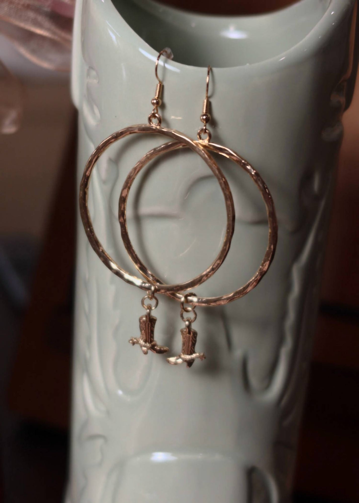 Women's Cowboy Boot Dangle Hoop Earrings