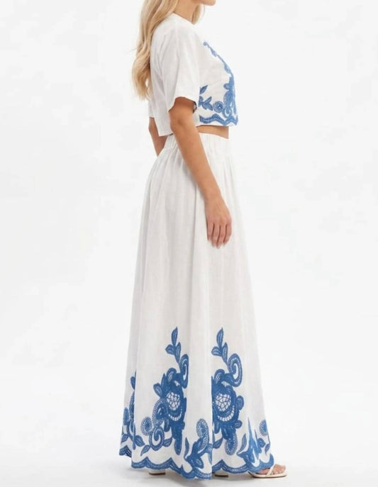Embroidered Two-piece Maxi Skirt Set
