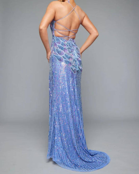 Beaded Sexy Back Prom Dress