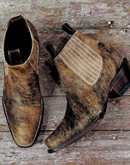 Stiefeld - Aurora Brindle Cowhide Booties - Rack Hunt -