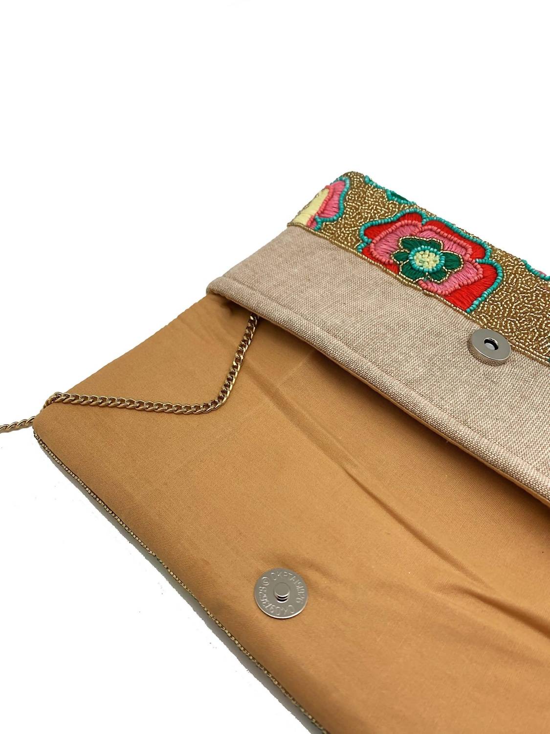 Women's Floral Beaded Clutch Crossbody Bag