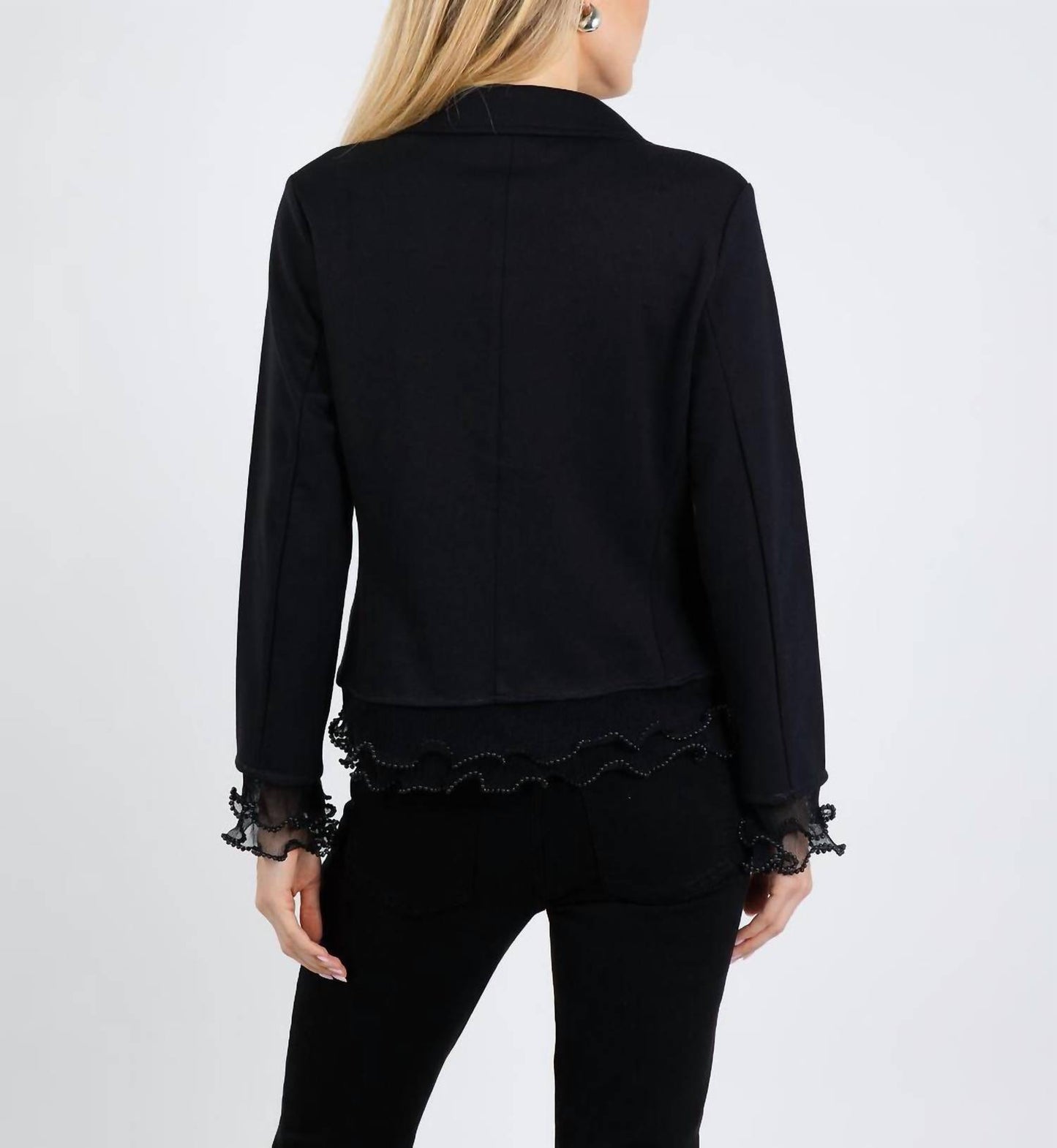 Crop Jacket With Pearl & Brooch