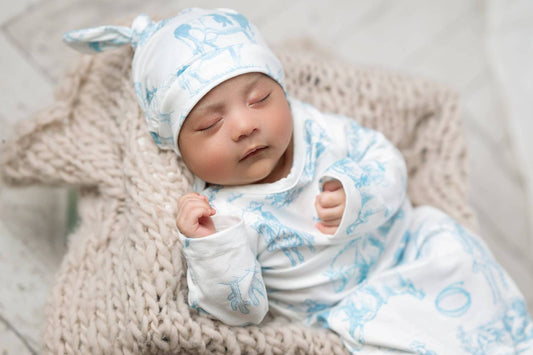 Infant's Cowboy Baby Gown And Hat Set