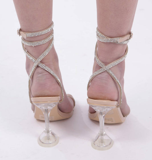 Women's Daddy Catchers Lucite Rhinestone Strappy Sandal Heels