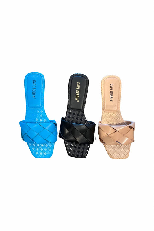 Women's Unique Flap Braided Slides