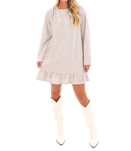 Making Headlines Metallic Ruffled Mini Dress