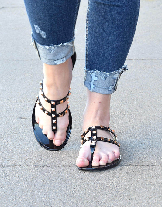 G Stylez - Women's Studded Flat Sandal - Rack Hunt -