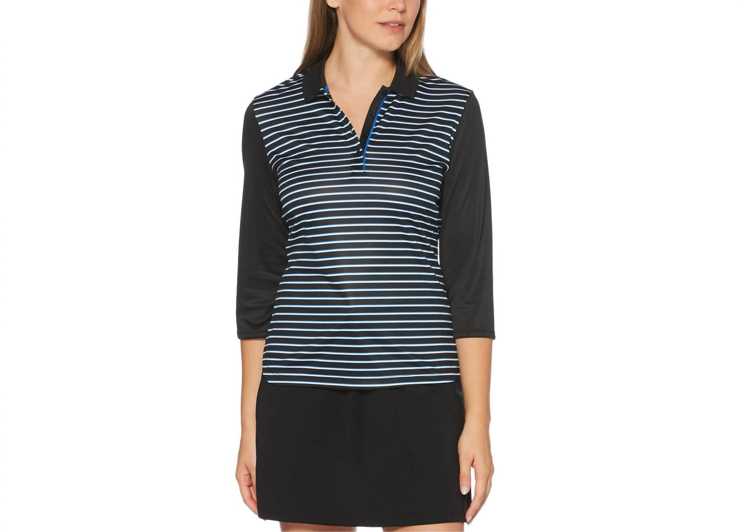 Women's Striped Three Quarter Sleeves Polo