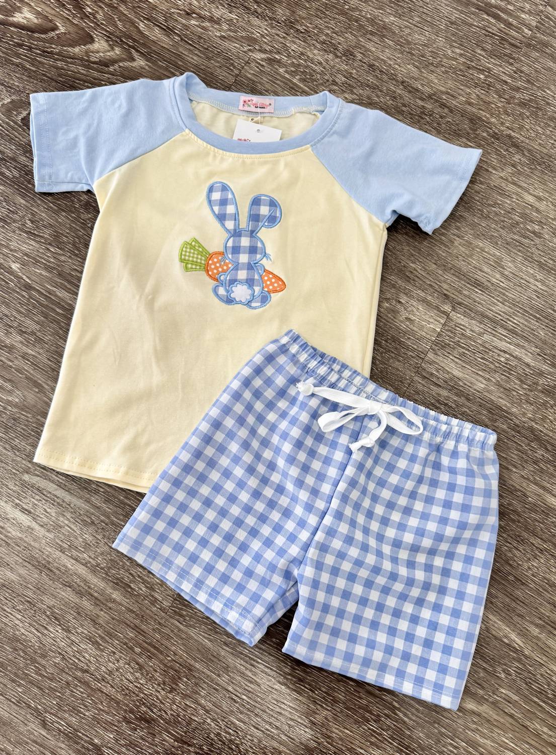 Boy's Plaid Bunny Short Set