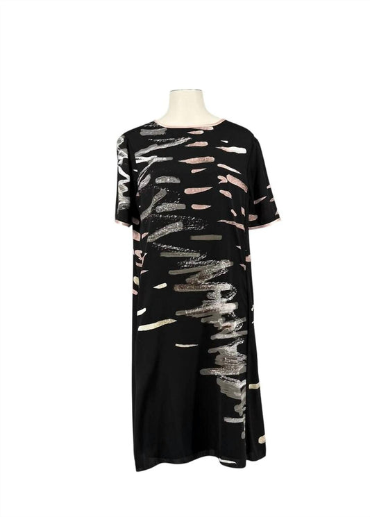 Silk Tie Neck Brushstroke Mini Dress