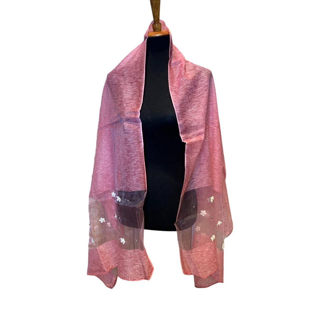 Women's Sheer Pearl Floral Lightweight Scarf Wrap