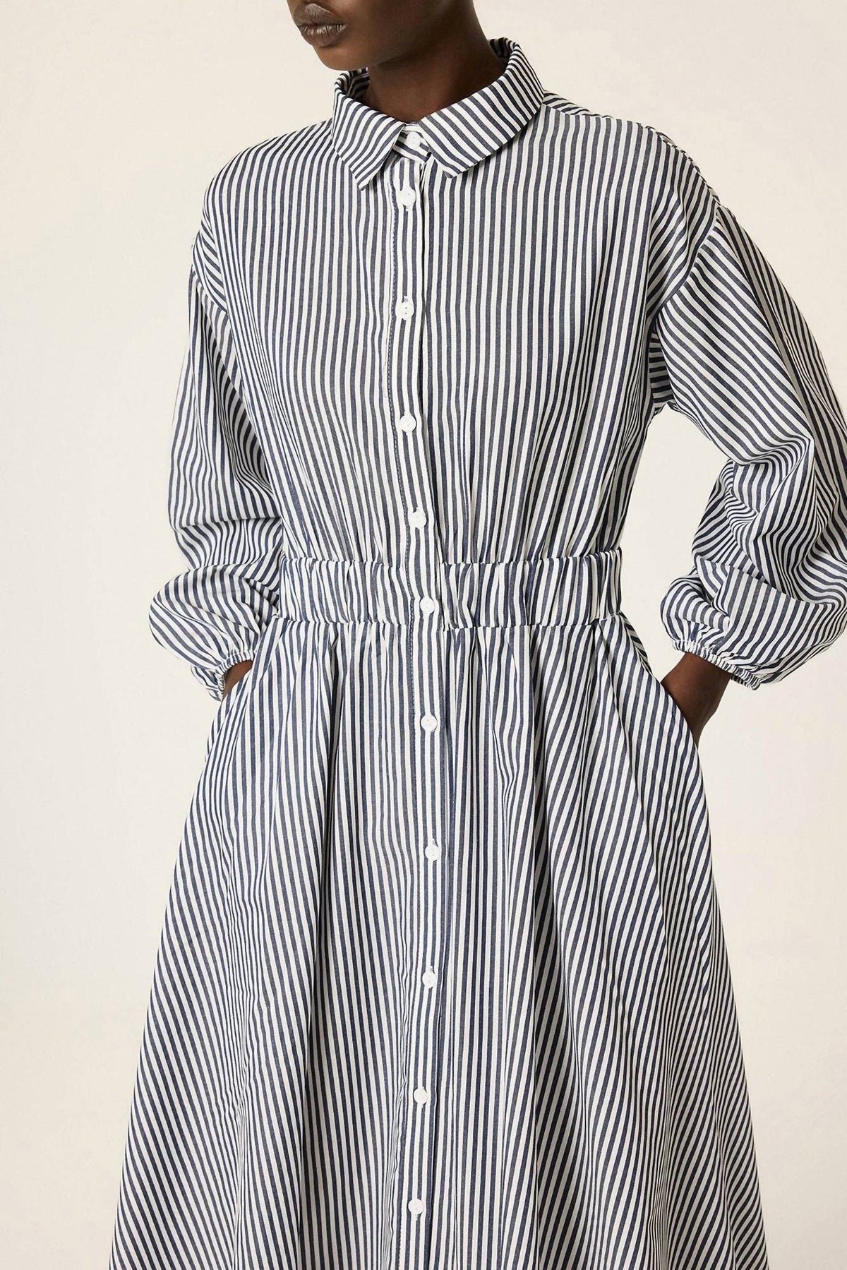 Striped Poplin Maxi Dress