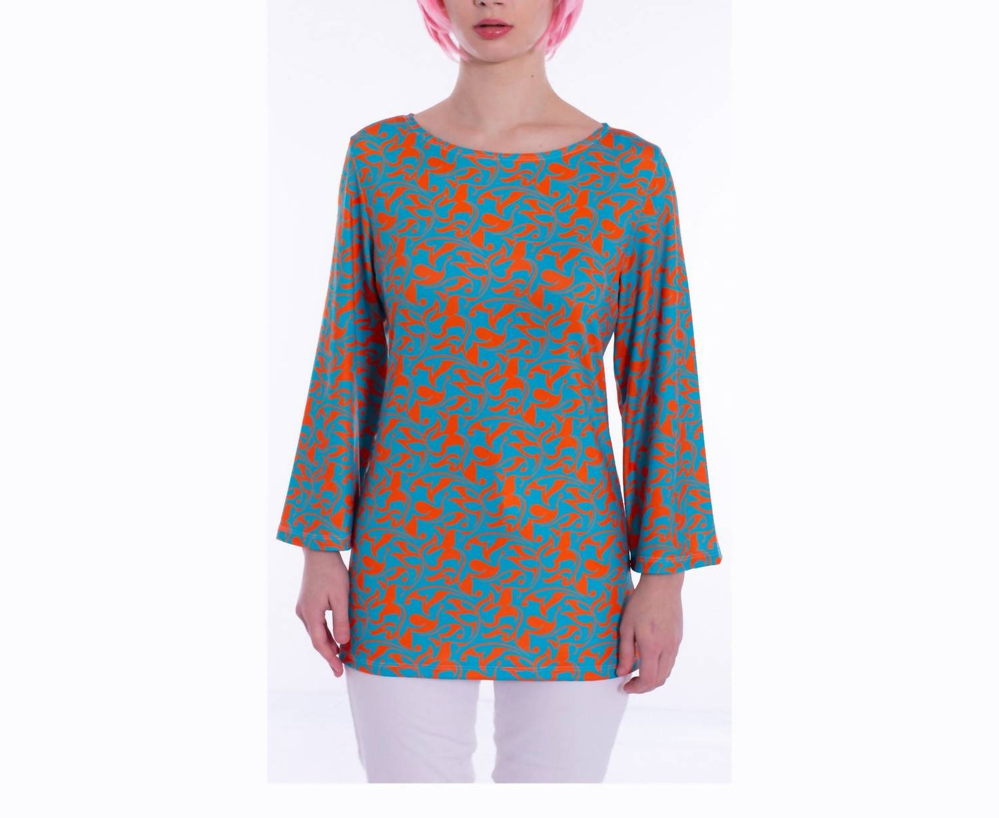 Hannah 3/4 Wide Flared Sleeves Tunic