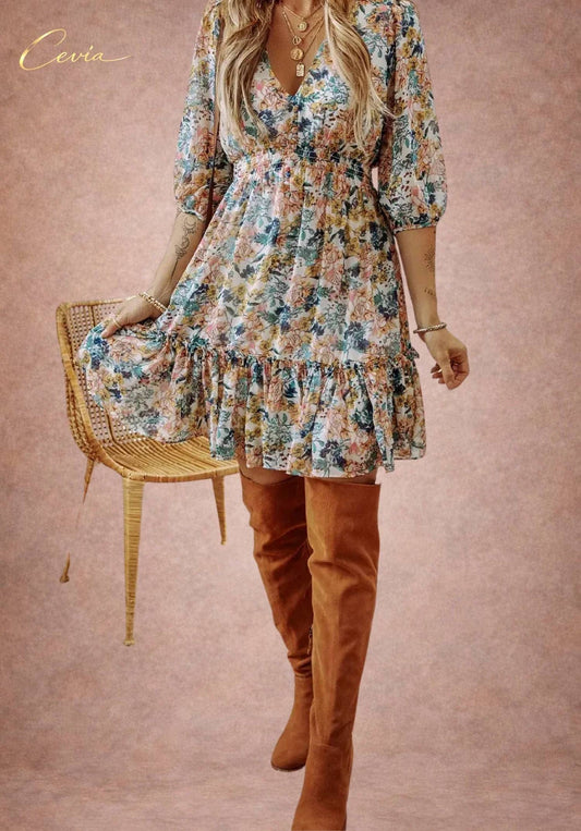 Floral V-neck Dress
