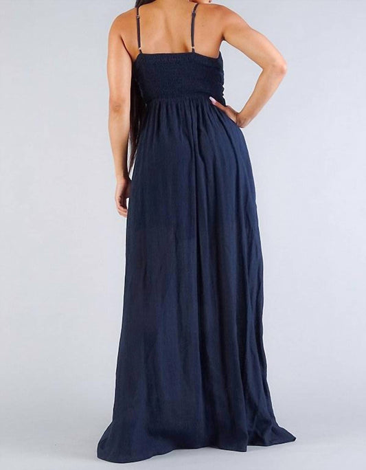Strap Cross Front Shirred Maxi Dress