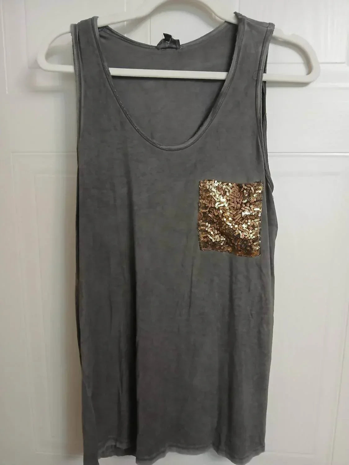 POLL - Sequin Pocket Tank Top - Rack Hunt