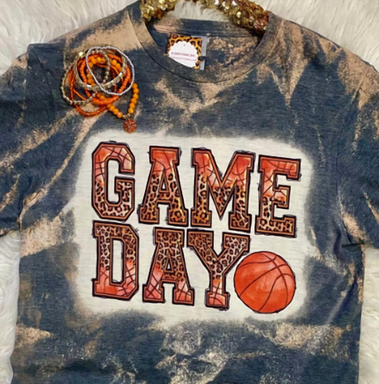 Women's Basketball Leopard Game Day Bleached Tee
