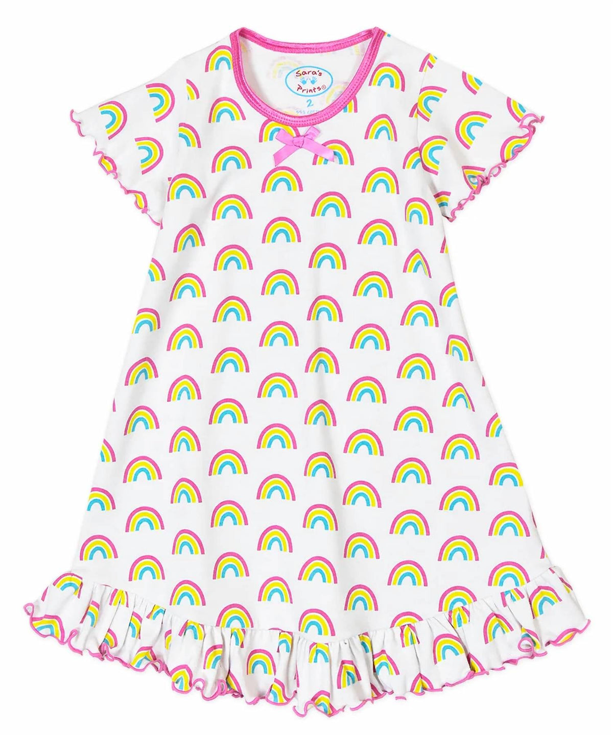 Girl's Rainbow Ruffle Short Sleeve Gown