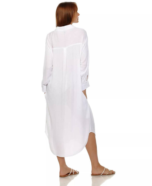 Long Button Front Shirt Cover Up