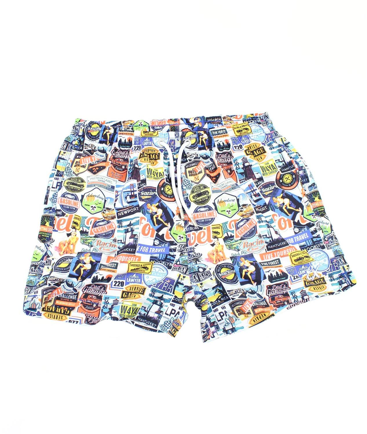 American Road Trip Print Swim Trunks