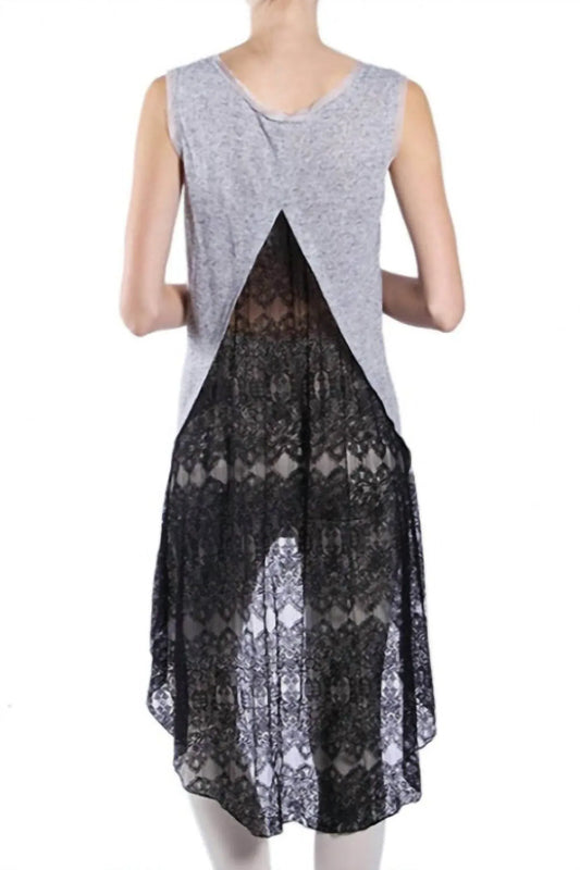 A'REVE - A'Reve Boho Shabby Chic Heather Beads Hi Lo Tank - Grey - Rack Hunt