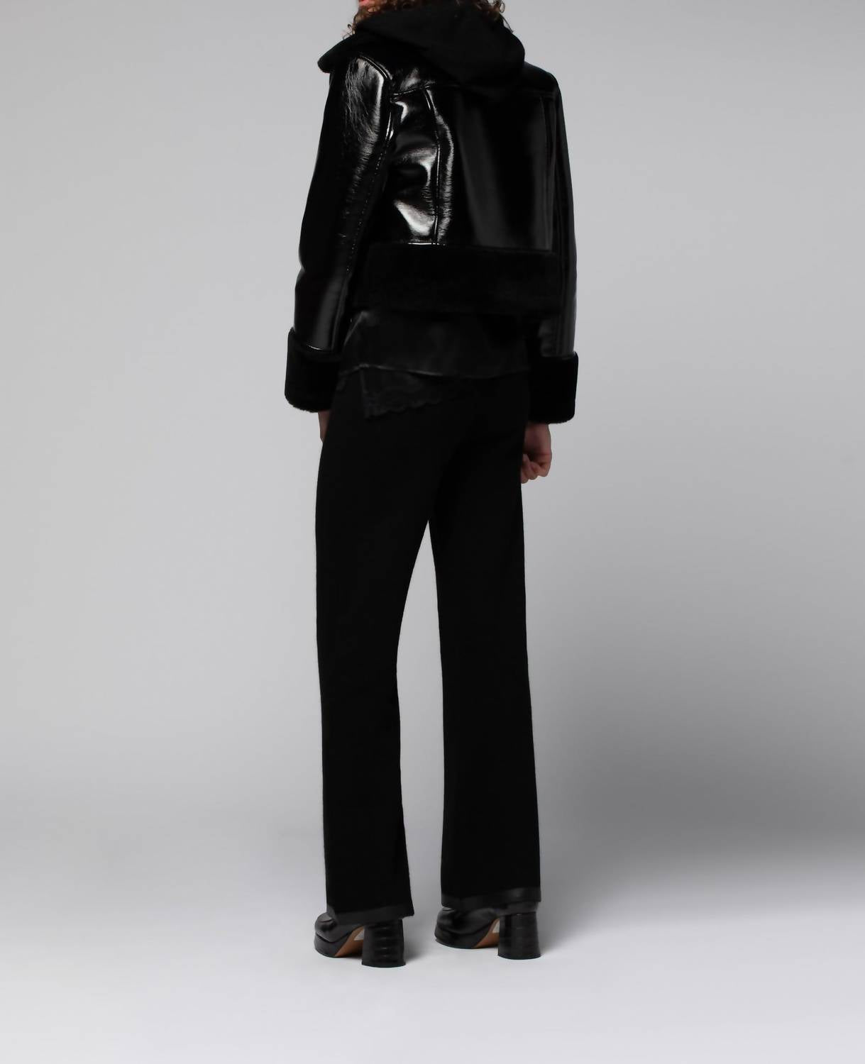 Vinta Vinyl Jacket With Faux Fur Trims