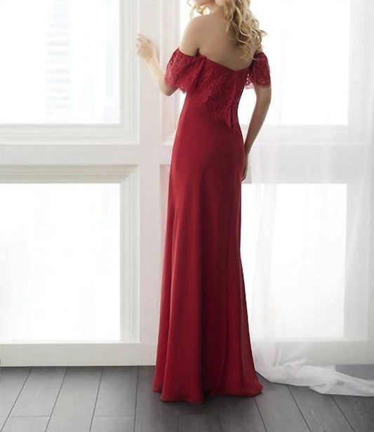 Christina Wu Women's Chiffon Sheath Dress in Red - view 2