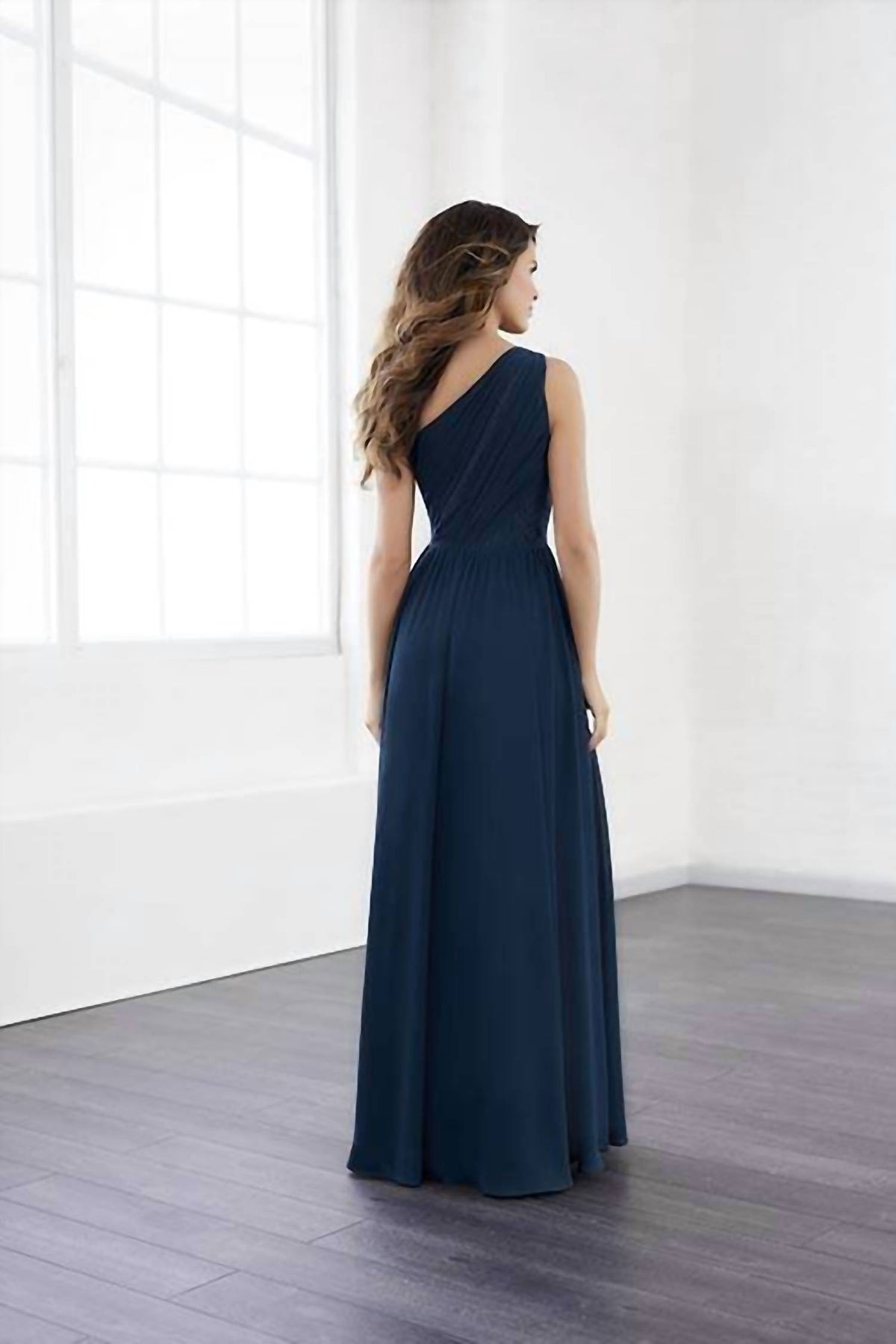 One Shoulder Pleated Bodice Dress