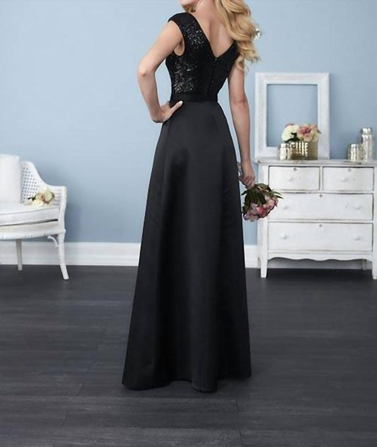 Christina Wu Women's Sequined Dress With Removable Satin Overskirt in Black - view 2