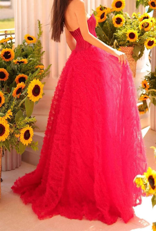 Studded Beads A-line Prom Maxi Dress