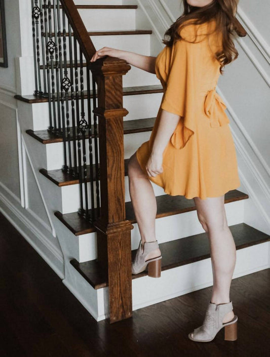 Front tie detail kimono sleeve mini dress