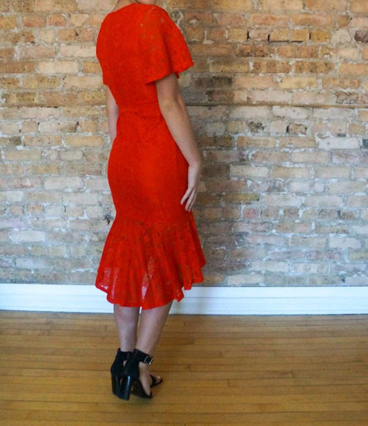 Getting Hot In Here Tied Waist Lace Mermaid Midi Dress