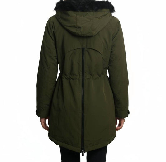 Soft Shell Hooded Coat With Faux Fur Trim