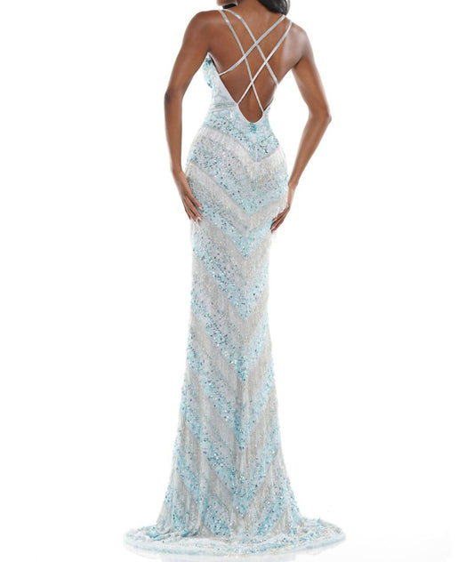 Beaded Mesh Gown