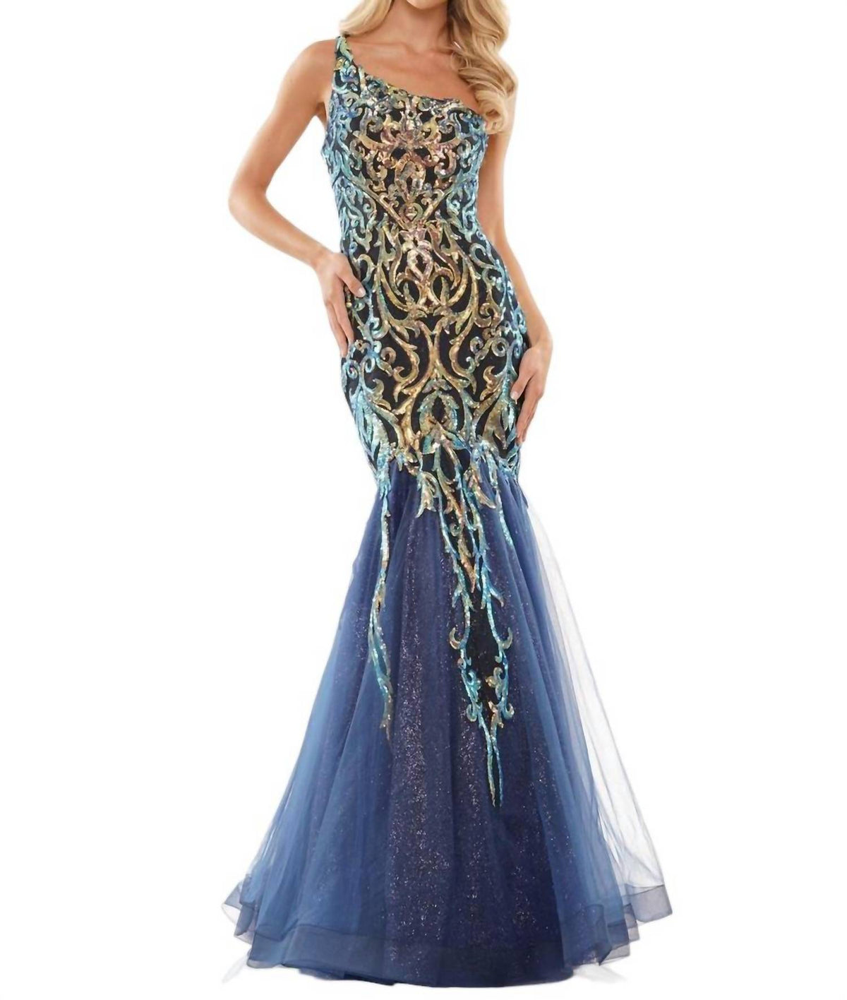 ONE SHOULDER MERMAID EVENING DRESS