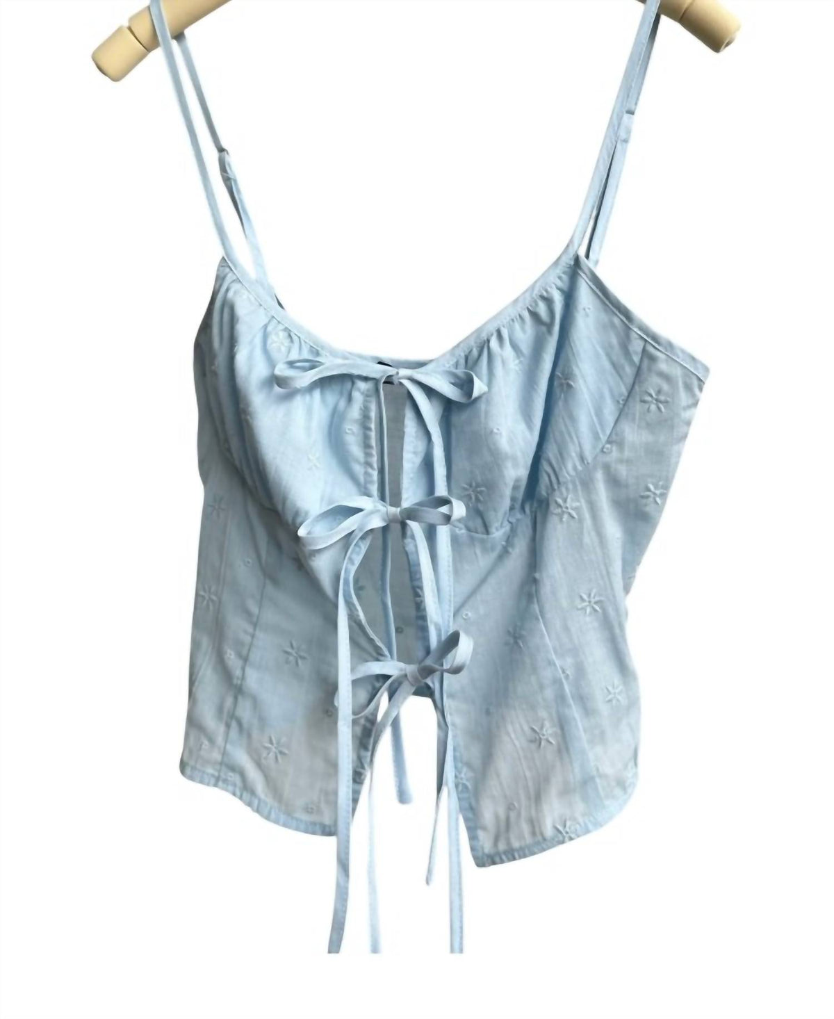 Women's Embroidered Tie Front Tank