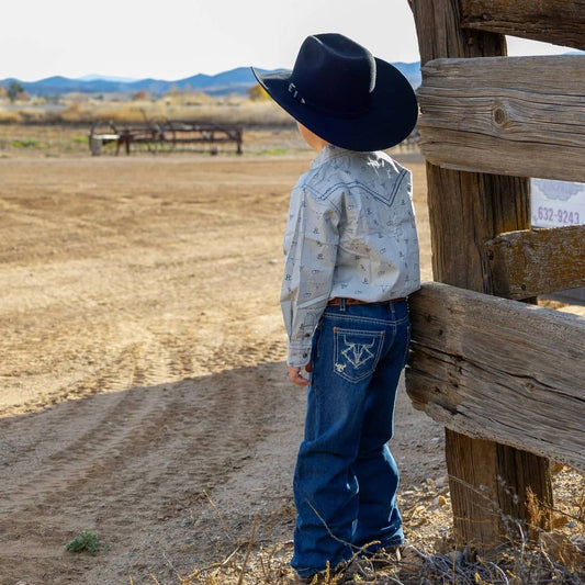 Toddler's Barbed Skull Boot Cut Jean
