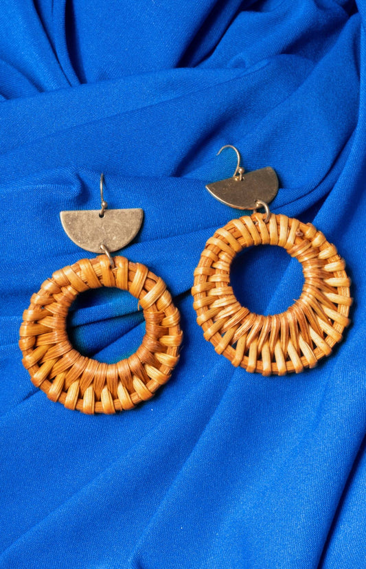 Women's Woodgrain Wheels Earrings