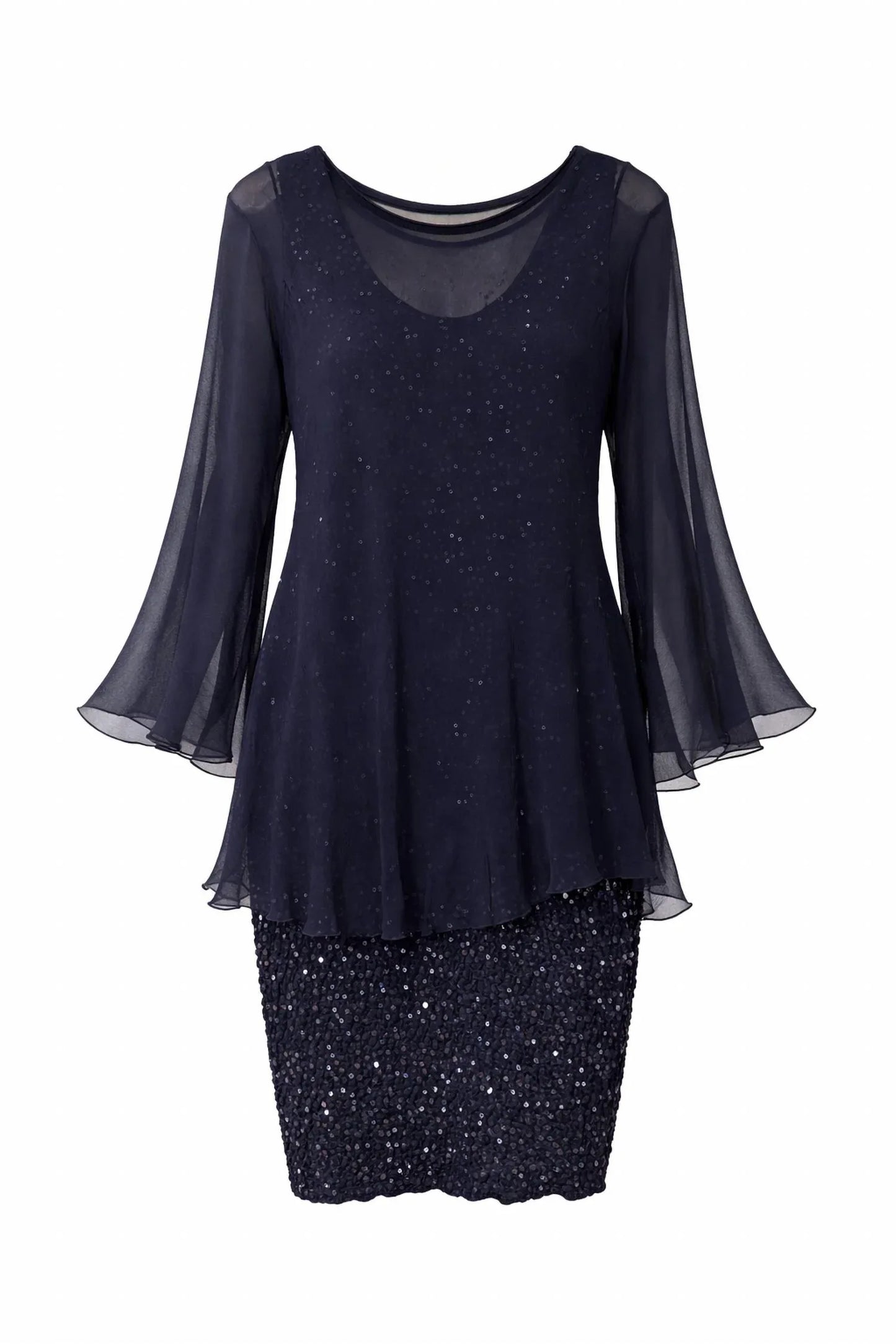 Sara Mique - Silk Pucker Dress With Sequins - Rack Hunt