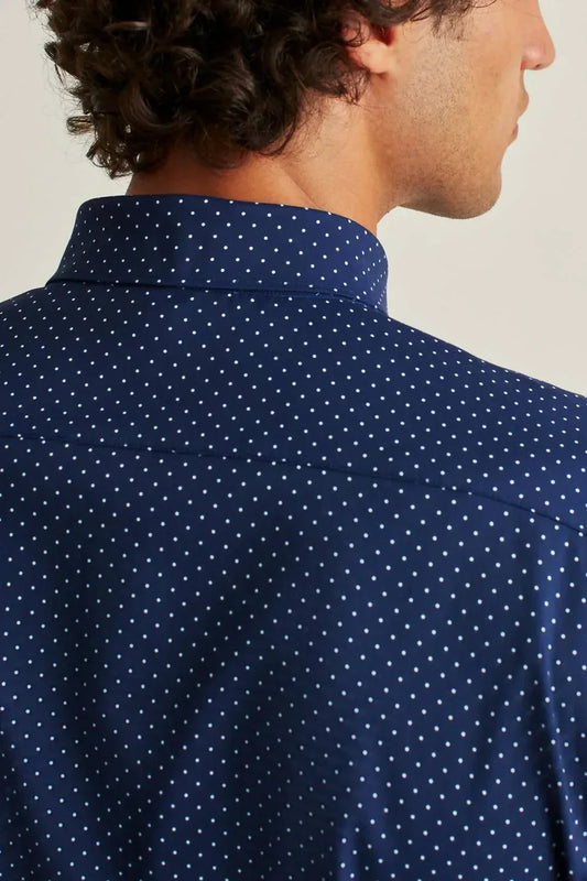 BONOBOS - Men's Slim Fit Long Sleeve Dot Print Button Front Tech Shirt - Rack Hunt
