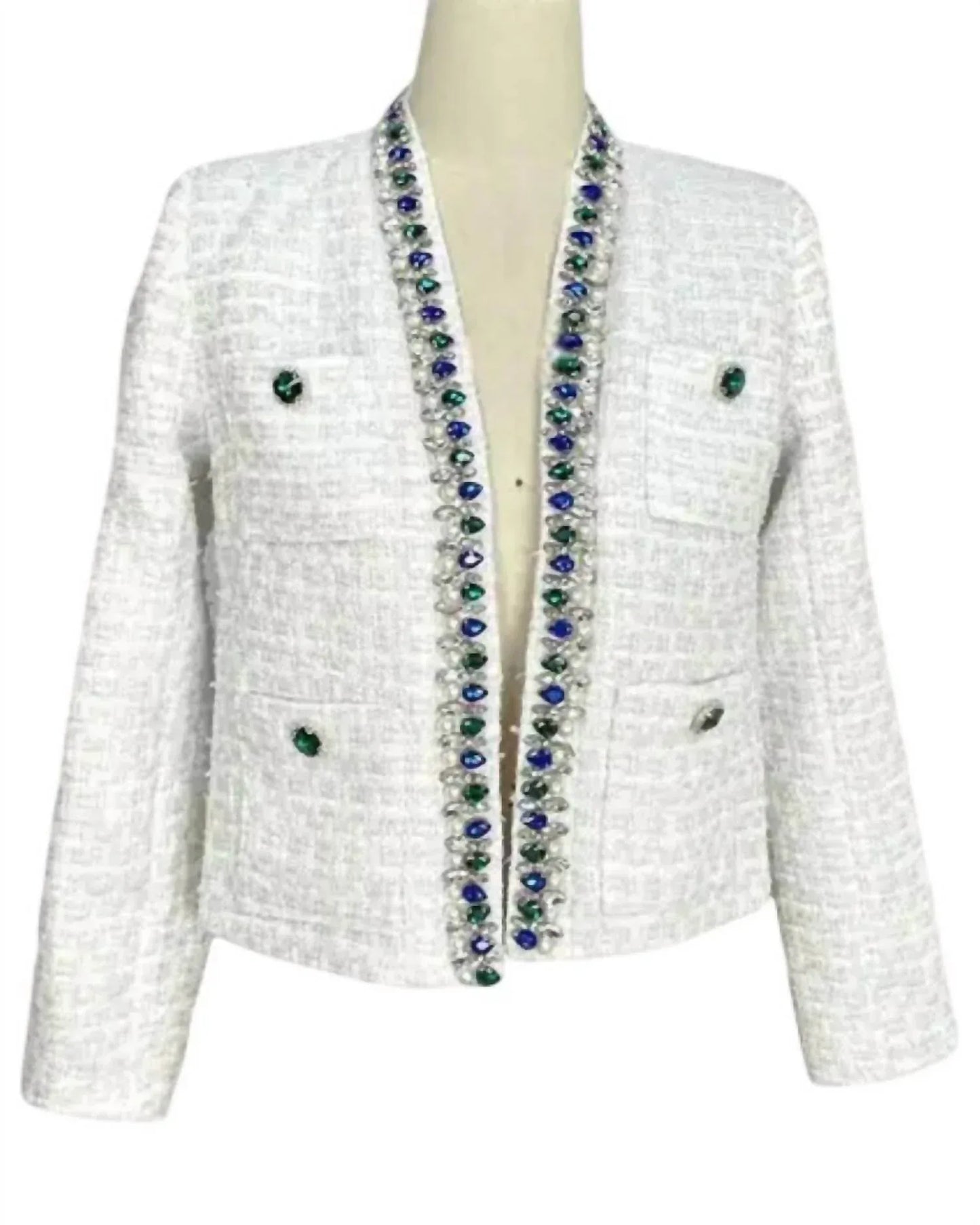 XHHH Inc - CROPPED JACQUARED OPEN FRONT JACKET - Rack Hunt