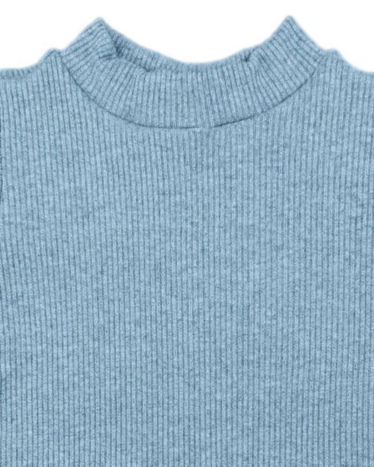 Girl's Ribbed Sparkle Puff Sleeve Top