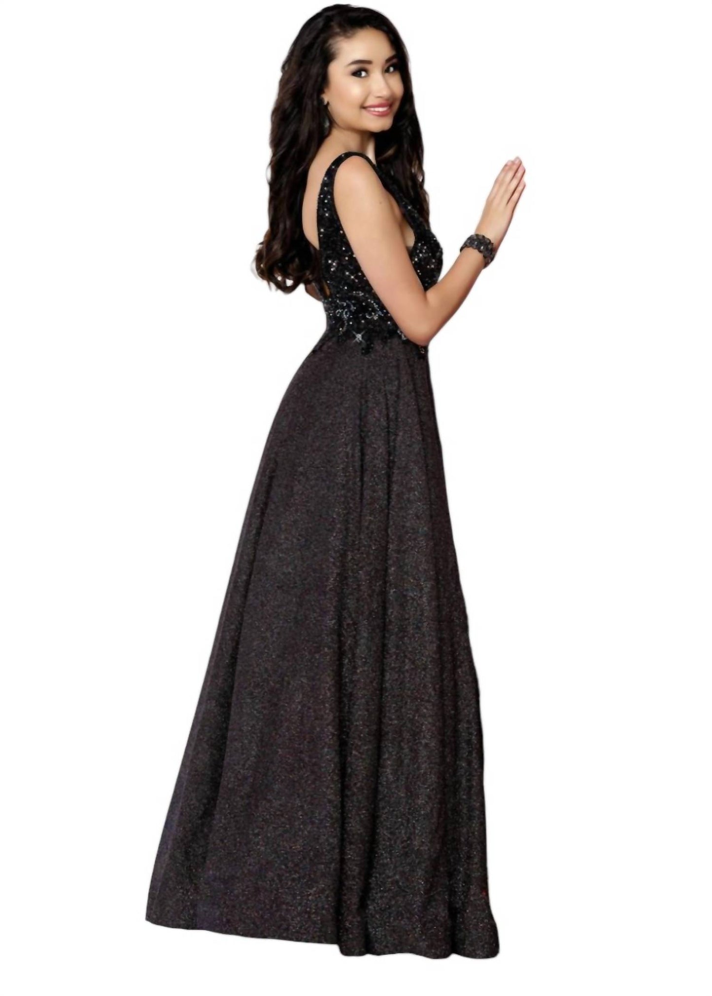 Glittered Jersey Satin Dress