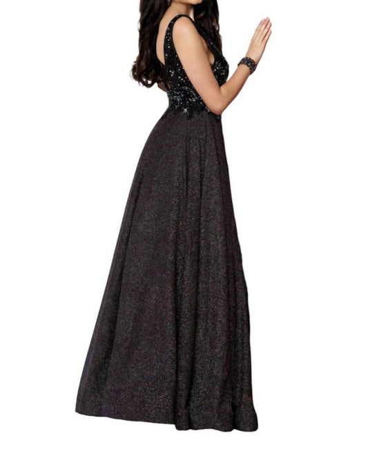 Glittered Jersey Satin Dress